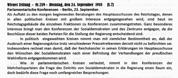 1918-09-24-Parlamentarisierung D-Wiener Zeitung-01