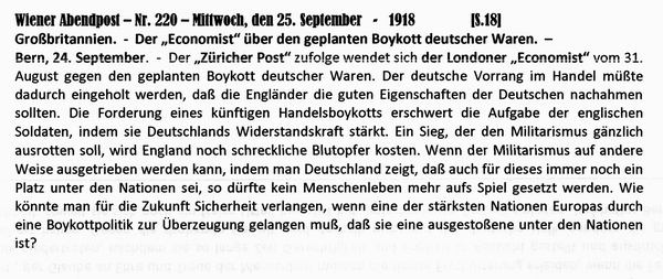 1918-09-25-England-Boykott deutscher Waren-Wiener Zeitung