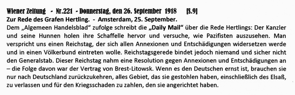 1918-09-26-abrit Kommentar zur Rede Hertling-Wiener Zeitung