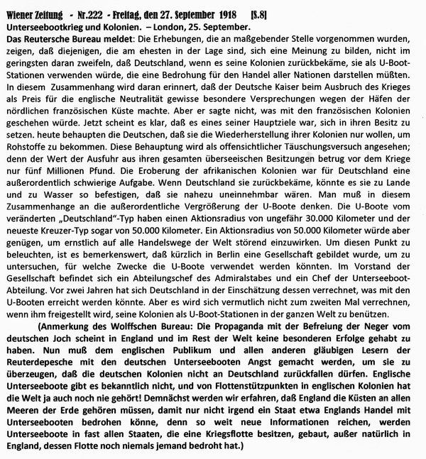 1918-09-27-engl KommentarU-Boot-Kolonien-Wiener Zeitung