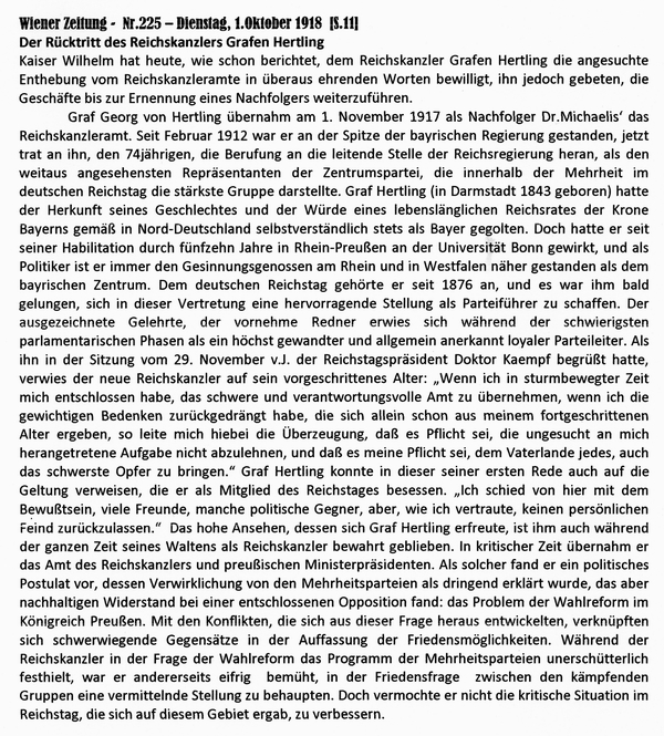 1918-10-01-Rücktritt-Hertling-Lebenslauf-Wiener Zeitung