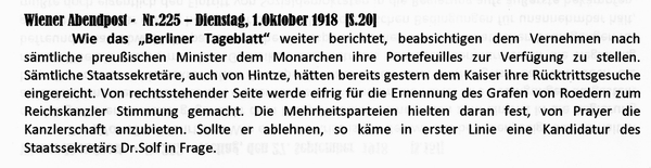 1918-10-01-Rücktritt-Hertling-Pressestimmen-03-Wiener Zeitung