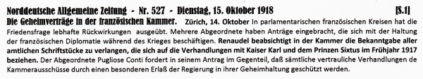 1918-10-15-25-Franz Geheimvertr m Österreich-NAZ